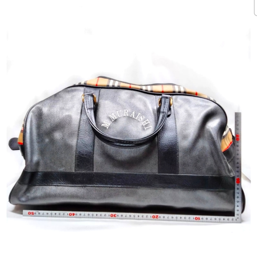 Burberry Boston Gray Black Leather Bag - Picture 2 of 7